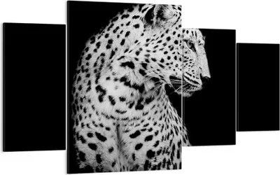 Produktbild von Bild auf Leinwand - Leinwandbild - 4 Teile - Leopard Panther Katze - 160x90cm - Wand Bild - Wanddeko - Wandbilder - Leinwanddruck - Bilder - Wanddekoration - Leinwand bilder - Wandbild - DL160x90-4919