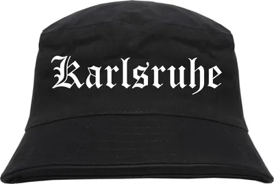 Produktbild von Karlsruhe Fischerhut - Altdeutsch - bedruckt - Bucket Hat Anglerhut Hut S/M Schwarz