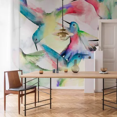 Produktbild von Vlies Fototapete - Watercolor Birds 300x210 cm Tiere g-A-10001-a-a