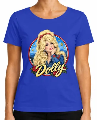 Imagen del producto de Camiseta para mujer, color azul, talla S, con la imagen de Dolly Parton, cantante de música country, leyenda, estilo western, Tennessee