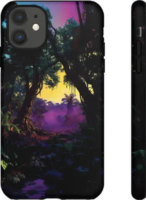 Produktbild von Surreale Dschungel-Sonnenuntergangslandschaft – Hülle Kompatibel mit iPhone 11
