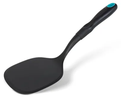 Produktbild von Hitzebeständiger Nylonspatel – Backspatel für antihaftbeschichtete Pfannen – Küchenspatel mit Edelstahlgriff – BPA-freier Wender zum Backen und Kochen – Spülmaschinenfester Spatel – Schwarz – 35 cm [BS40781]