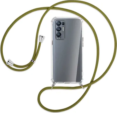 Produktbild von Handykette Backcover-Schutzhülle mit Band (Metall silberfarben) für Oppo Reno5 Pro Plus 5G - khaki