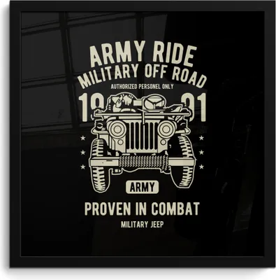 Produktbild von MuchoWow® MuchoWow® Gerahmtes Poster Mancave - Armee - Auto - Retro 40x40 cm - Poster mit zchwarzem Bilderrahmen - Mit Rahmen - Wanddekoration Schlafzimmer
