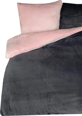 Produktbild von 4 teilig Teddy Plüsch Bettwäsche 135x200 cm Winter Uni rosa Flausch Fleece Wende