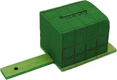 Produktbild von Gesteckunterlagen mit Holzboden, klein, 8x11x9 cm, Steckschaum, Ziegel, Steckmasse