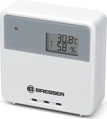 Produktbild von Bresser Thermo Hygro Funksensor Zusatzsensor mit LCD Anzeige Temperatur Luftfeuchtigkeit kompatibel mit Wetterstationen 7004320 7004310