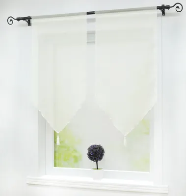 Produktbild von Scheibengardinen Panneaux Gardinen 2er Set Kurzgardine mit Quasten Modern Tunnelzug Beige BxH 45x90 cm