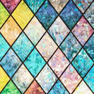 Produktbild von Fensterfolie blickdicht bunt 44 x 200 cm, statisch haftend, ohne Klebstoff, UV-Schutz, Rautenmuster