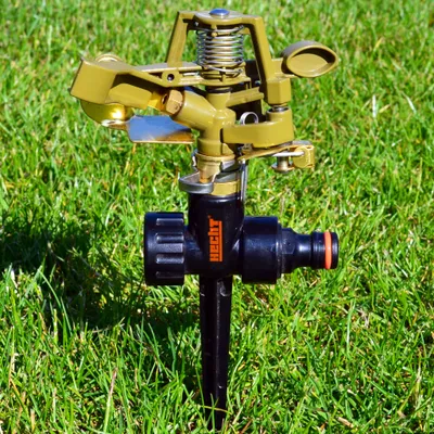 Produktbild von HECHT 01023 Impulsregner Rasensprenger | 360° | bis 12 m Umkreis | 480 l/h | 160 mm Erdspieß