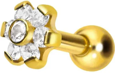 Produktbild von Ohrpiercing Chirurgenstahl Ohrpiercing BLUME MIT 7 KRISTALLEN