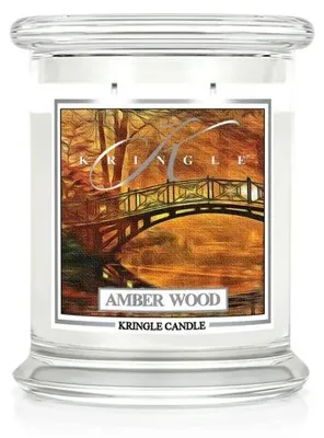 Obrázek produktu pro Kringle Candle Amber Wood, vonná svíčka, střední, s dvěma knoty (411 g)