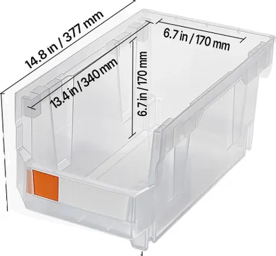 Obrázek produktu pro Skladovací kontejner, stohovatelný design, snadný přístup, průhledný