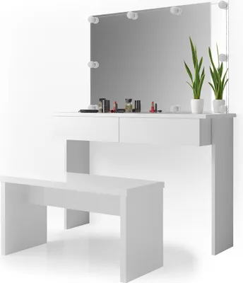 Produktbild von Schminktisch Vicco Azur Weiß 120 cm mit LED Beleuchtung und Bank, Model 28592
