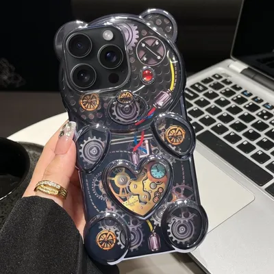 Produktbild von Für iPhone 15 Pro Max Bärenförmiges geprägtes galvanisiertes TPU-Telefongehäuse (blau)