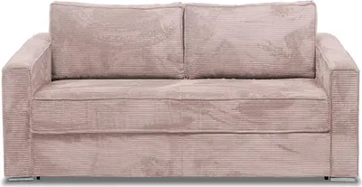 Produktbild von 4-Sitzer-Express-Schlafsofa in rosa Kord - Schlafbereich mit 160 cm breiten Latten - 22 cm Matratze mit Formgedächtnis - LORETO