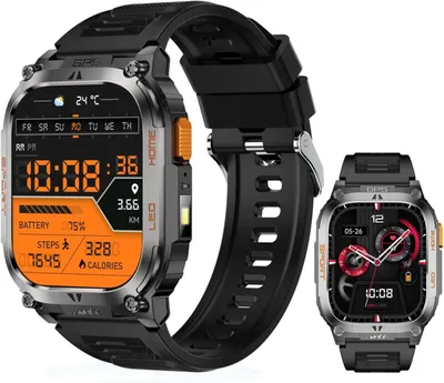 Image de Montre intelligente pour femmes hommes, QX18 2,01" grand écran tactile HD couleur montre de fitness, mesure de la fréquence cardiaque, mesure de l'oxygène dans le sang, batterie 630 mAh