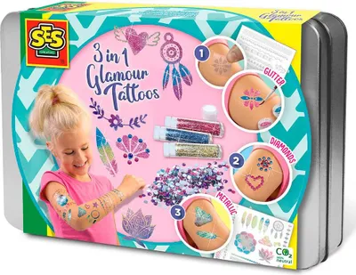 Productafbeelding van 3 in 1 Glamor Tattoos - SES CREATIVE - Multicolor - White - For children from 5 months