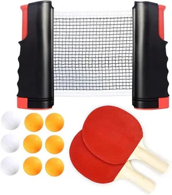 Productafbeelding van Opklapbaar tafeltennisset, met 2 rackets, 9 ballen, geschikt voor thuis, op kantoor of voor training