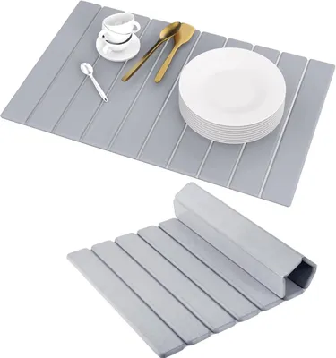 Zdjęcie produktu dla Mata ociekowa, 60x40 cm, szara, antypoślizgowa, do kuchni