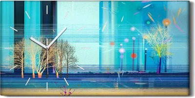 Produktbild von Wohnzimmer-Bild Leinwand Uhr Quarz 60x30 Malerei Abstrakte Park Bäume Kunst - weiße Hände