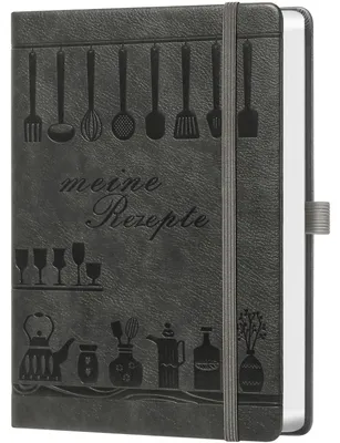 Produktbild von Rezeptbuch zum Selberschreiben A5 Dunkelgrau 21 x 14.5 cm Kunstleder 128 Seiten 120g Papier