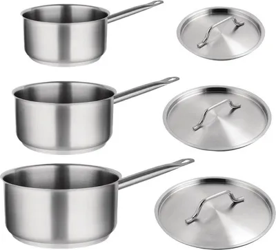 Immagine prodotto di Set di 3 pentole in acciaio inox Vogue per cucinare come i professionisti