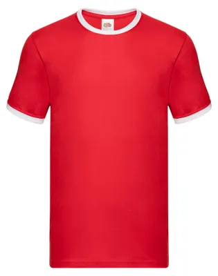 Immagine prodotto di Fruit of the Loom - T-shirt da uomo "Ringer 160" LT1992 (M) (rosso/bianco)
