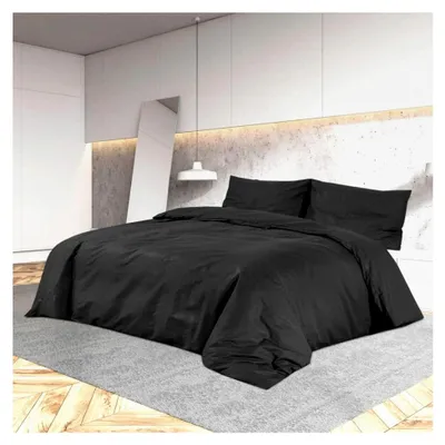 Produktbild von Bettwäsche Set Bettgarnitur Bettbezug Kissenbezug Deckenbezug Pflegeleicht Knitterfrei Schwarz 135x200cm Leichte Mikrofaser