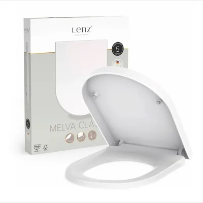 Produktbild von Lenz MELVA WC-Sitz Weiß Duroplast D-Form mit Absenkautomatik, Abnahmefunktion, Top-Mount-Edelstahlbefestigung bis 250 kg 41040261