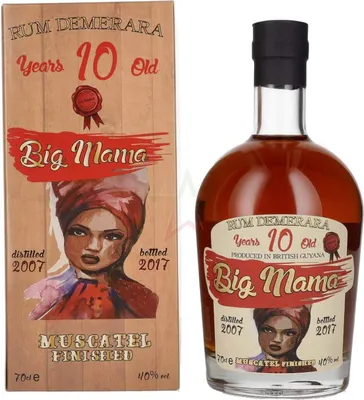 Produktbild von Big Mama 10 Years Old Rum Demerara Muscatel Finished 40.0 %  0,70 lt.