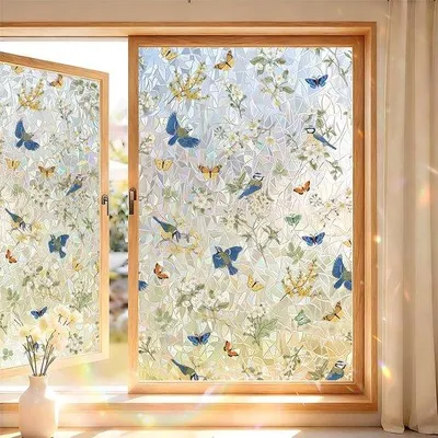 Produktbild von Unyqoos® Fensterfolie statisch – 2er Set 45×120 cm, Bleiglas‑Optik, Sichtschutzfolie mit UV‑ & Blendschutz, wiederverwendbar für Wohnzimmer, Büro & Zuhause