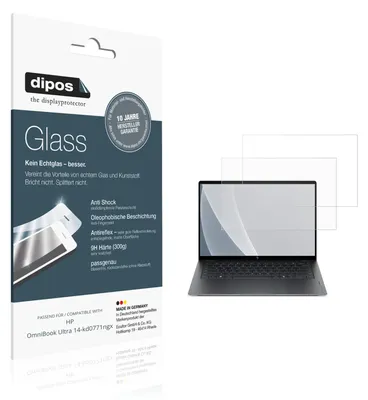 Produktbild von 2x Schutzfolie für HP OmniBook Ultra 14-kd0771ngx matt - Anti-Shock 9H Folie dipos Glass Kunststoffglas