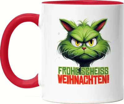 Produktbild von Frohe Scheiss Weihnachten Tasse Rot Katzenbesitzer Sarkasmus Geschenk