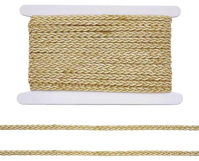 Geflochtene Kante, 17,5 m, Weiß-Gold, 0,7 cm, Polyester
