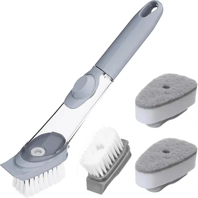 Produktbild von Geschirrspülbürste mit Flüssigkeitsdispenser, langlebige Borsten, weicher Bürstenkopf, für Geschirr und