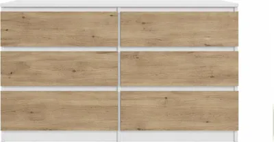 Produktbild von Kommode BASIC, 6 Schubladen – Wildeiche Artisan/Weiß | 120x75x40 cm