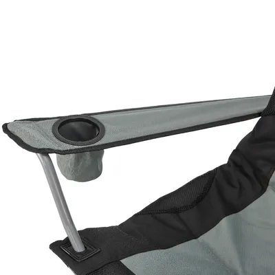 Produktbild von Juskys Campingstuhl Lido mit Getränkehalter & Tasche - Camping Klappstuhl gepolstert - Faltstuhl Angelstuhl Strandstuhl Chair - Stuhl Grau