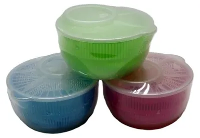 Produktbild von Salatschleuder Kunststoff farbig Deckel Kurbel weiß transparent 1 Stück