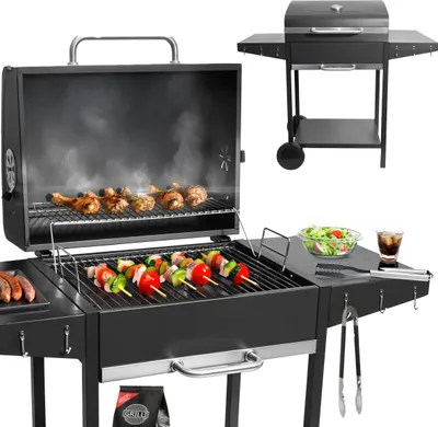 Zdjęcie produktu dla Duży grill węglowy ogrodowy ruszt z pokrywą szuflada na popiół termometr