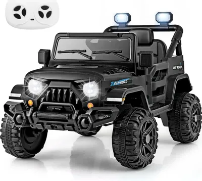 Produktbild von GOPLUS Elektroauto 12V Kinder, Kinderauto mit 2,4G-Fernbedienung, Musik, Hupe, LED-Leuchten, robuste Sicherheitsgurt& Sicherheitsgurt, Schwarz