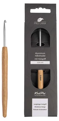 Produktbild von Pro Lana KnitPro NATURAL Aluminium Häkelnadel mit Birkenholzgriff 0,5 - 12 mm Durchmesser 3.0 mm