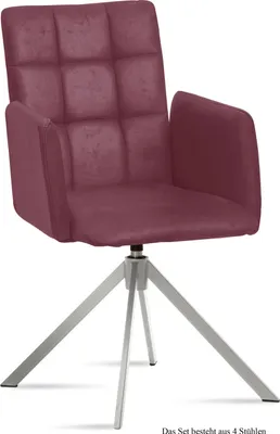 Produktbild von Armlehnstuhl drehbar (4er-Set) Drusie 52x91x60 Edelstahl/Marsala
