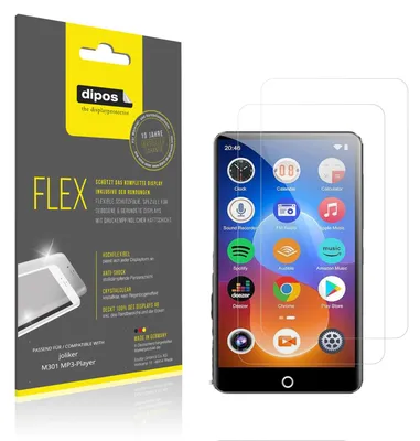 Produktbild von 2x Schutzfolie für joliker M301 MP3-Player Folie, 100% Displayabdeckung, dipos Flex