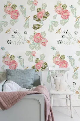 Produktbild von Coloray Fototapete 416x254 cm Latextapete Magicstick - Pastell-BlumenButterfliesenblumen