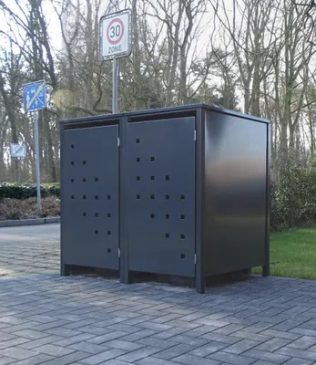 Produktbild von 2 Mülltonnenboxen Modell No.3 Anthrazit komplett RAL7016 für 120Liter Mülltonnen