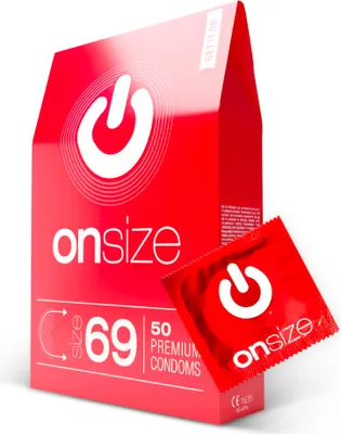 Produktbild von ON) ONsize Kondome I 69 mm Breite I 50 Stück I dünne 0,07 mm Wandstärke I Premium Kondome hauchzart I Kondome vegan I Kondome für Männer I Condoms for men
