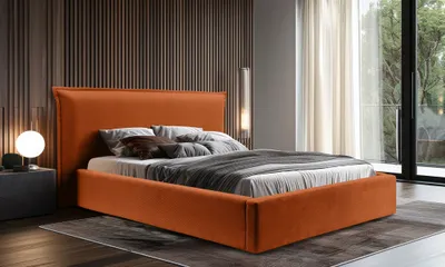 Productafbeelding van Gestoffeerd tweepersoonsbed AMADA, complete set, 160x200 cm, stof: Pop, kleur: koper