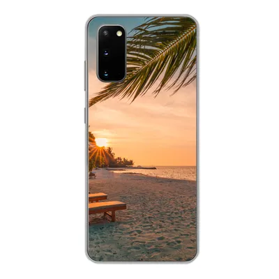 Produktbild von MuchoWow® Handyhülle Schutzhülle Hülle für Samsung Galaxy S20 Strand - Strandkorb - Sonnenuntergang Silikon Softcase Handy Hülle - Bild