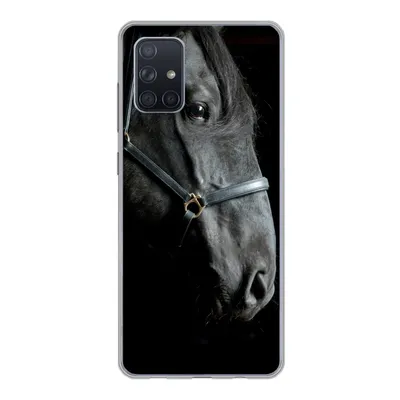 Produktbild von MuchoWow® Handyhülle Schutzhülle Hülle für Samsung Galaxy A51 5G Pferd - Schwarz - Halfter Silikon Softcase Handy Hülle - Abbildung